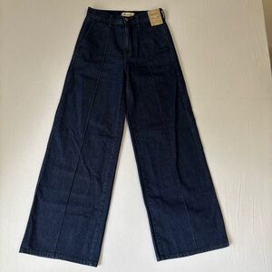 Madewell Super Wide Leg Jeans 25 Womens Dark Wash Pockets 100% Cotton Denim NEW
